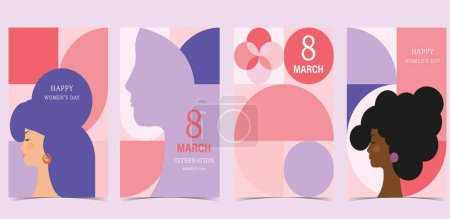 Ilustración de Día internacional de la mujer con uso geométrico para el diseño vertical de tarjetas a4 - Imagen libre de derechos
