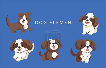 Illustration for Dog character element set.illustration vector for postcard,sticker - Royalty Free Image