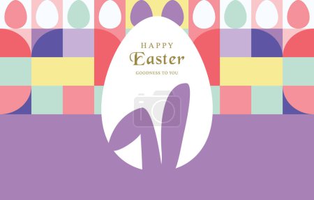 Téléchargez les illustrations : Fond de Pâques pour la conception de bannière horizontale avec un style géométrique - en licence libre de droit