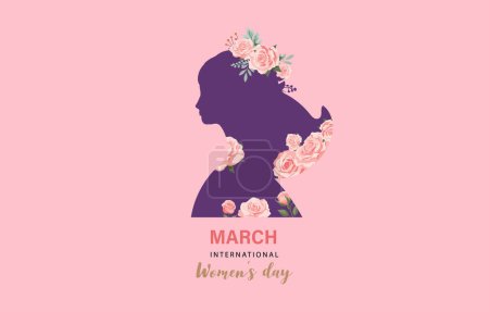 Illustration for International women day with rose use for horizontal banner design - Royalty Free Image