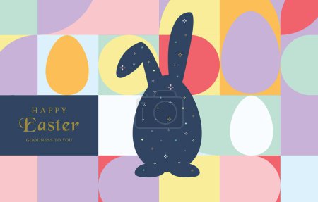 Illustration for Easter day background for horizontal banner design with geometric style - Royalty Free Image