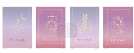 Ilustración de Tarot de tarjeta de gradiente púrpura para a4 diseño de ilustración vertical - Imagen libre de derechos
