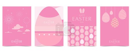Illustration for Collection of easter background set with rabbit and egg in silhouette style Editable vector illustration for A4 vertical postcard - Royalty Free Image