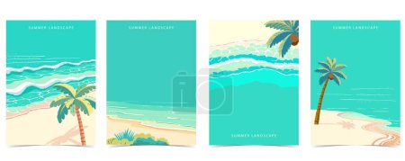Illustration for Beach background with sea,sand,sky.illustration vector for a4 page design - Royalty Free Image
