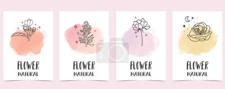 Illustration for Flower background with jasmine,lavender,rose.illustration vector for a4 page design - Royalty Free Image