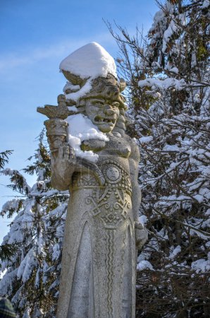 Photo for The statue of god on the snow in the winter, god, czech Radegast, Pustevny - Royalty Free Image