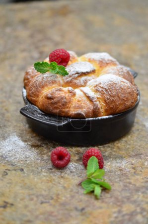 Photo for Traditional Czech food, sweet dessert background, yeast buns with sugar - Royalty Free Image