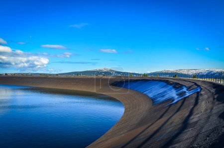 Dlouhe Strane, Czech Republic, Silesia, 5 March 2024: the beautiful spring background of the Czech high mountains in the Pradd Jesenky, and the upper reservoir of the Dlouhe Strane hydroelectric power