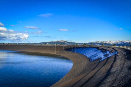Dlouhe Strane, Czech Republic, Silesia, 5 March 2024: the beautiful spring background of the Czech high mountains in the Pradd Jesenky, and the upper reservoir of the Dlouhe Strane hydroelectric power