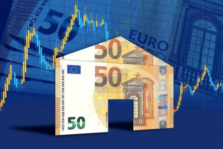 Foto de Inversión en moneda euro, inflación y concepto de ahorro. Moneda europea Valor en euros. Finanzas, economía, - Imagen libre de derechos