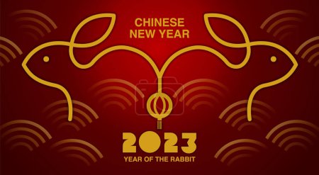 Ilustración de Año Nuevo Lunar, Año Nuevo Chino 2023, Año del Conejo, diseño de plantilla (Traducir: Año Nuevo Chino - Imagen libre de derechos