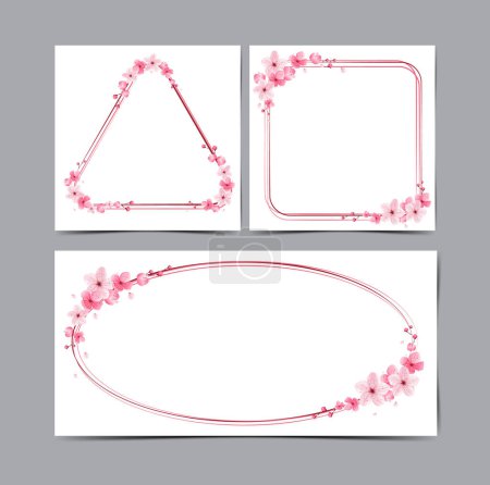 Illustration for Cherry blossoms border, template frame flower, vector - Royalty Free Image