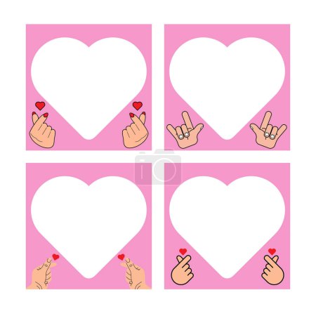 Ilustración de Corazón conjunto de fondo, borde, diseño de marco, amor, vector de ilustración - Imagen libre de derechos