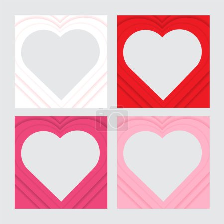 Ilustración de Corazón conjunto de fondo, borde, diseño de marco, amor, vector de ilustración - Imagen libre de derechos