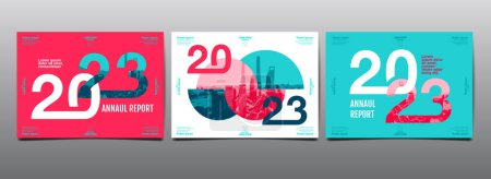 Illustration for Template layout design 2023 , typography,  cover book. presentation abstract flat background. - Royalty Free Image
