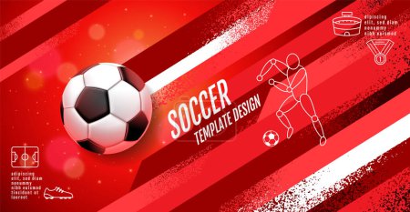 Ilustración de Diseño de plantilla de fútbol, Banner de fútbol, Diseño de diseño deportivo, tema rojo, ilustración vectorial - Imagen libre de derechos