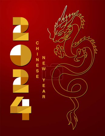 Téléchargez les illustrations : Nouvel An lunaire, Nouvel An chinois 2024, Année du dragon - en licence libre de droit