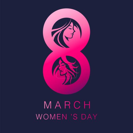 Illustration for Women's day banner , 8 march, minimal line, vector illustration - Royalty Free Image