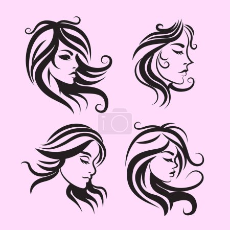 Illustration for Women icon set, logo flat design, paintbrush, hand draw vector , sign - Royalty Free Image