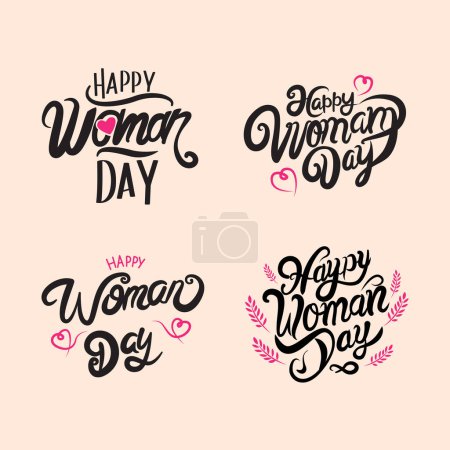 Ilustración de Letras de pincel manuscritas de Happy Womanday, diseño de tipografía, ilustración de caligrafía - Imagen libre de derechos