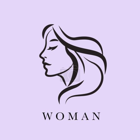 Ilustración de Logo icono de la mujer, diseño plano moderno, pincel, mano dibujar vector - Imagen libre de derechos