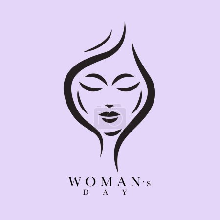 Ilustración de Logo icono de la mujer, diseño plano moderno, pincel, mano dibujar vector - Imagen libre de derechos