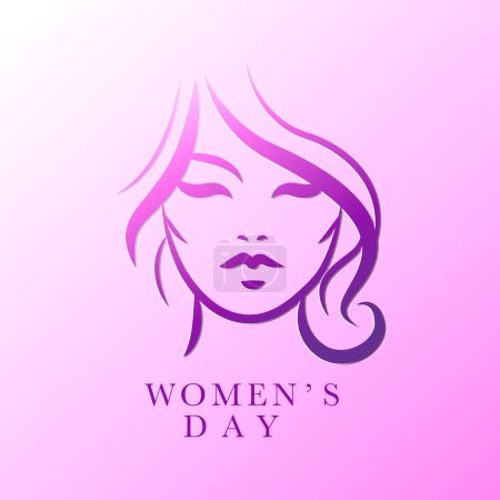Téléchargez les illustrations : Bannière de la journée des femmes, 8 mars, ligne minimale, illustration vectorielle, vecteur de dessin à la main, ligne minimale - en licence libre de droit