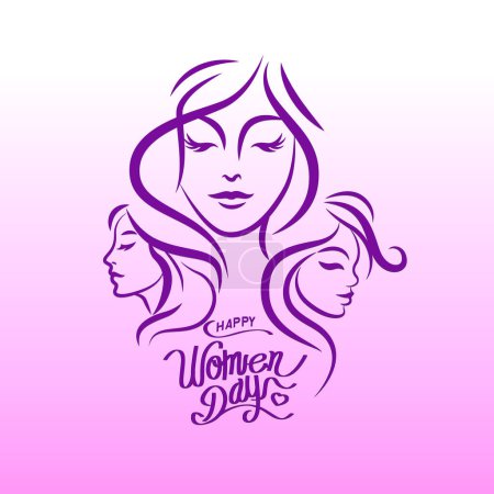 Téléchargez les illustrations : Bannière de la journée des femmes, 8 mars, ligne minimale, illustration vectorielle, vecteur de dessin à la main, ligne minimale - en licence libre de droit