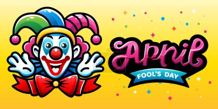 Illustration for April fool's day, Clown Character, Colorful vector illustration, flat design banner - Royalty Free Image