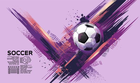 Ilustración de Diseño de plantilla de fútbol, Banner de fútbol, Diseño de diseño deportivo, Bosquejo, Dibujo, vector, fondo abstracto, púrpura - Imagen libre de derechos