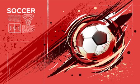 Illustration for Soccer Template design , Football banner, Sport layout design, Sketch, Drawing, vector ,abstract background, red - Royalty Free Image