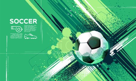 Illustration for Soccer Template design , Football banner, Sport layout design, Sketch, Drawing, vector ,abstract background, green - Royalty Free Image