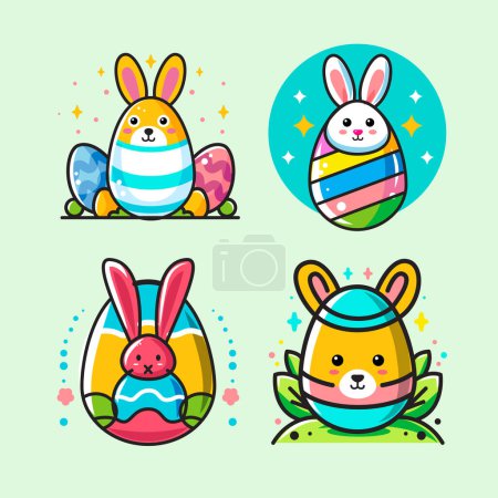 Illustration for Easter rabbit  icon logo, vector flat design - Royalty Free Image