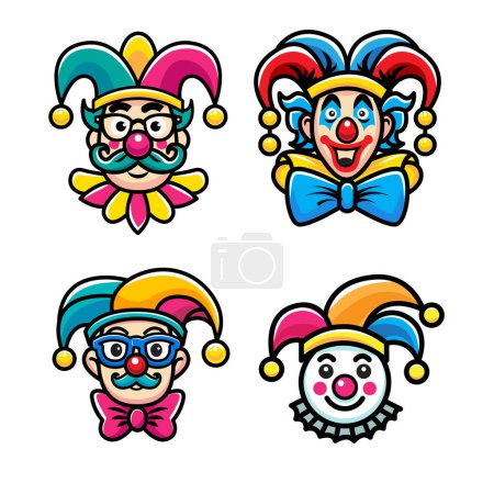 Illustration for April fool's day, Clown Character, Colorful vector illustration, flat design , icon set - Royalty Free Image