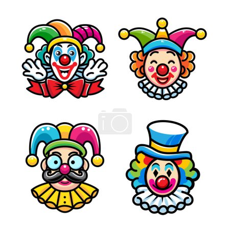 Illustration for April fool's day, Clown Character, Colorful vector illustration, flat design , icon set - Royalty Free Image