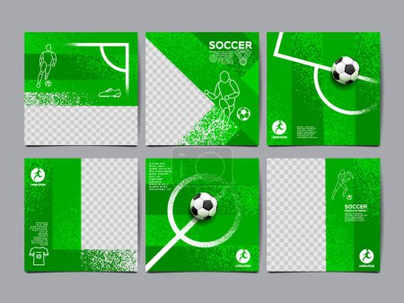 Illustration for Soccer bannerTemplate set , Football banner, Square , Sport layout design, vector ,social template background - Royalty Free Image