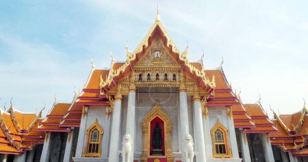 Photo for The Marble Temple, Wat Benchamabopit Dusitvanaram a tourist famous landmark which relate to religion in Bangkok Thailand. Amazing Thailand travel concept - Royalty Free Image