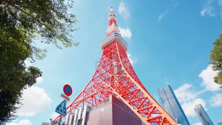 Photo for Tokyo, Japan, October 07, 2023 : Tokyo Tower is a large communications tower located in Minato Ward, Tokyo, Japan. One of Tokyo's major tourist attractions. Tokyo Tower and beautiful sky - Royalty Free Image