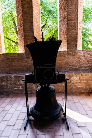 Photo for Big black bell at the Big Royal Church from the Royal Court of Targoviste, Romania. - Royalty Free Image