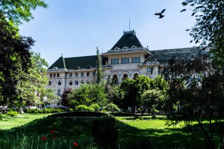Téléchargez les photos : Mairie de Bucarest à partir de Cismigiu park. Roumanie. - en image libre de droit