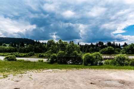 Photo for Landscape with Bistrita river, Dorna Arini area. Suceava county, Romania - Royalty Free Image