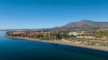 Photo for View of the beach of river Padron on the coast of Estepona, Malaga. - Royalty Free Image