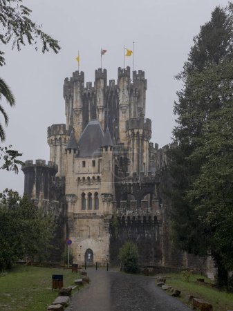 Butron castle on a nice grey rainy day, Spain