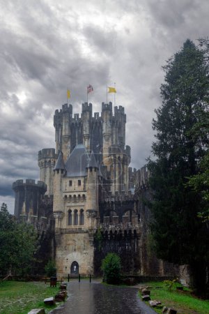 Butron castle on a nice grey rainy day, Spain