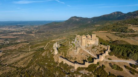 aerial view of the beautiful abbey castle of Loarre in the province of Huesca, Spain.