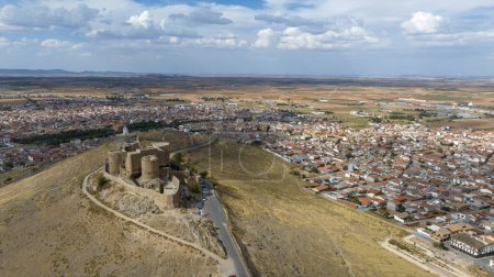 aerial view of the castle of La Muela in the municipality of Consuegra, Spain.