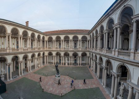 Photo for Milan Italy October 26 2022: inner courtyard of the brera academy of fine arts in milan - Royalty Free Image