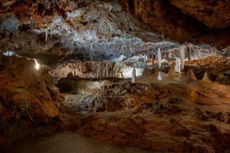 Verizzi Italy 19 April 2024: Illuminated interior of the Borgo Verizzi caves