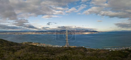 Photo for Aerial view of the longest suspension bridge in the world. High quality photo - Royalty Free Image