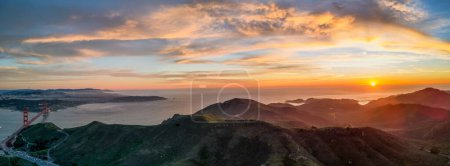 Photo for Sunset over Pacific Ocean with Golden Gate Bridge and Marin Headlands. High quality photo - Royalty Free Image